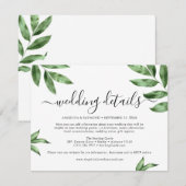 Carte D'accompagnement Aquarelle Peint à la main Mariage de verdure (Devant / Derrière)