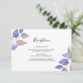 Carte D'accompagnement Aquarelle Peinte violet Feuilles accueil mariage (Debout devant)