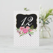 Carte D'accompagnement Aquarelle Peonies Mariage Réception Numéro de tabl (Debout devant)