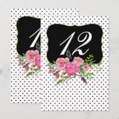 Carte D'accompagnement Aquarelle Peonies Mariage Réception Numéro de tabl (Devant / Derrière)