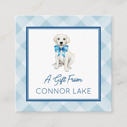 Carte D'accompagnement Aquarelle personnalisée White Lab Puppy Calling or (Devant)