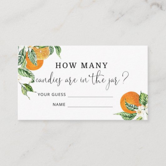 Carte D'accompagnement Aquarelle petite mignonne devinez combien de bonbo (Devant)