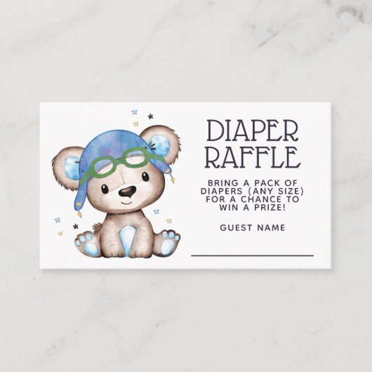 Carte D'accompagnement Aquarelle Pilote Teddy Bear Diaper Raffin (Devant)
