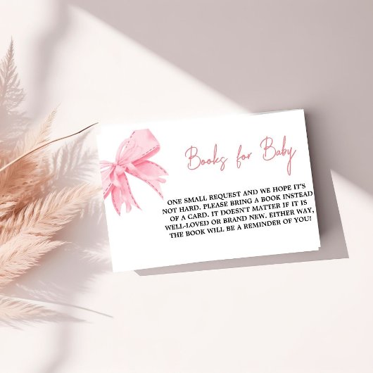 Carte D'accompagnement Aquarelle Pink bow Baby shower Demande de réservat