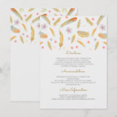 Carte D'accompagnement Aquarelle Plumes Boho Information du Mariage (Devant / Derrière)