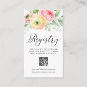 Carte D'accompagnement Aquarelle Ranunculus Mariage QR Code Registre (Devant)