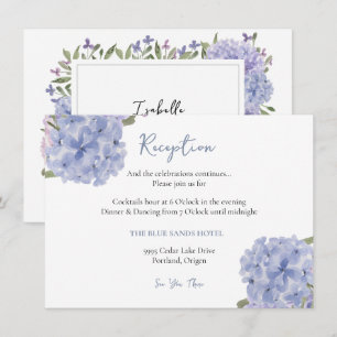 Carte D'accompagnement Aquarelle Réception Florale Hydrangea Bleu Poussié