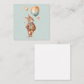 Carte D'accompagnement Aquarelle rétro Petit garçon lapin avec ballons (Devant / Derrière)