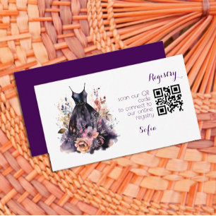 Carte D'accompagnement Aquarelle robe noire violet douche nuptiale