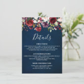 Carte D'accompagnement Aquarelle romantique Bourgogne Rouge Marine Floral (Debout devant)