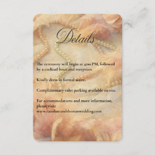 Carte D'accompagnement Aquarelle romantique perles florales Plumes Mariag