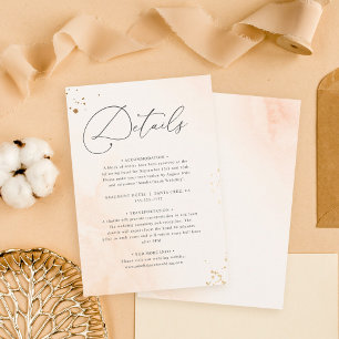 Carte D'accompagnement Aquarelle romantique rose pâle Détails du Mariage