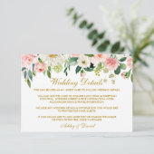 Carte D'accompagnement Aquarelle rose Blush Floral Mariage or (Debout devant)
