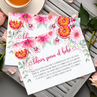 Carte D'accompagnement Aquarelle Rose & Citrus Livres Espagnols Pour Bébé