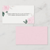 Carte D'accompagnement Aquarelle rose douce Informations Mariages Roses (Devant / Derrière)