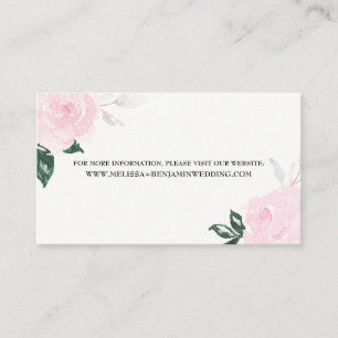 Carte D'accompagnement Aquarelle rose douce Informations Mariages Roses