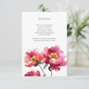 Carte D'accompagnement Aquarelle rose et corail Peony Détails Boîtier