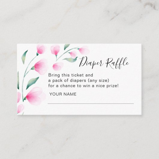 Carte D'accompagnement Aquarelle rose Fleurs Baby shower Déchets Raffle (Devant)