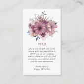Carte D'accompagnement Aquarelle rose fleurs QR Code Mariage RSVP (Devant)