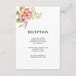 Carte D'accompagnement Aquarelle rose Floral   Réception de mariage
