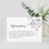 Carte D'accompagnement Aquarelle rose gris chic classique détails mariage (Debout devant)