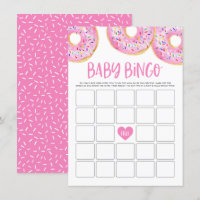 Aquarelle rose mignonne Bingo Baby shower de donut