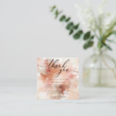 Carte D'accompagnement Aquarelle rose or Mariage rose Merci (Debout devant)