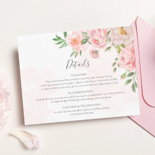 Carte D'accompagnement Aquarelle rose pâle Mariage de verdure Florale
