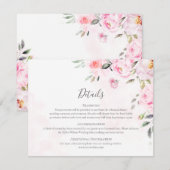 Carte D'accompagnement Aquarelle rose pâle Mariage de verdure Florale (Devant / Derrière)