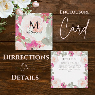 Carte D'accompagnement Aquarelle rose pâle Mariage floral