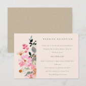 Carte D'accompagnement Aquarelle rose pâle Réception de mariage florale (Devant / Derrière)