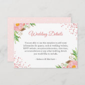 Carte D'accompagnement Aquarelle rose pâle rose Mariage Détails Info (Devant / Derrière)