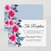 Carte D'accompagnement Aquarelle rose Roses Botanique Réception de mariag (Devant / Derrière)