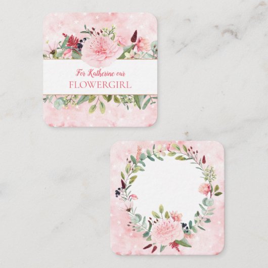 Carte D'accompagnement Aquarelle Rose Serez-Vous Ma Fille Fleur (Devant / Derrière)