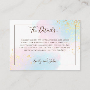 Carte D'accompagnement Aquarelle rose Turquoise Gold Confetti Détails sur