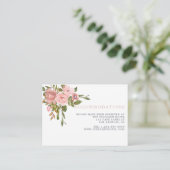 Carte D'accompagnement Aquarelle Roses Roses Roses Roses Roses Mariage Hé (Debout devant)