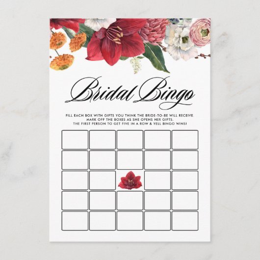 Carte D'accompagnement Aquarelle Rouge Amaryllis Fête des mariées Jeu de (Devant)