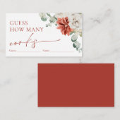 Carte D'accompagnement Aquarelle Rouge hiver Devinez combien de bouchons  (Devant / Derrière)