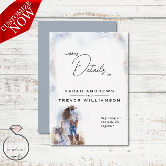 Carte D'accompagnement Aquarelle Russe Cowboy Mariage