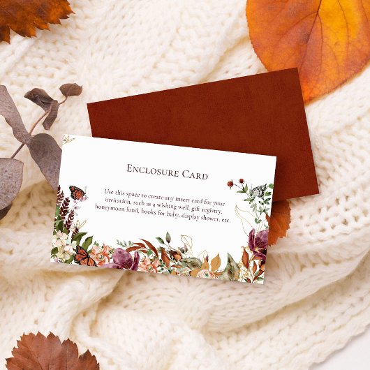 Carte D'accompagnement Aquarelle Rustique Automne Floral & Verdure