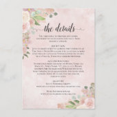 Carte D'accompagnement Aquarelle Rustique rose Mariage Détails (Devant)