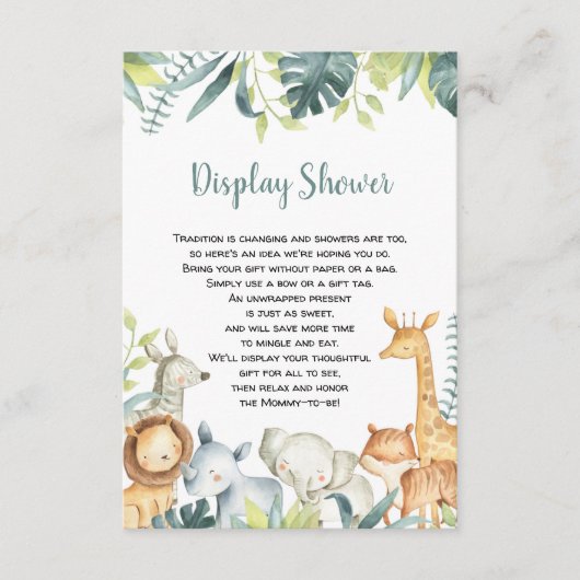 Carte D'accompagnement Aquarelle safari animaux afficher douche insert (Devant)