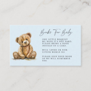 Carte D'accompagnement Aquarelle simple Petit Ours Bleu Baby shower garço