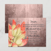 Carte D'accompagnement Aquarelle Succulent à pointe orange réception pêch (Devant / Derrière)