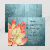 Carte D'accompagnement Aquarelle Succulente à pointe orange sarcelle Réce (Devant / Derrière)