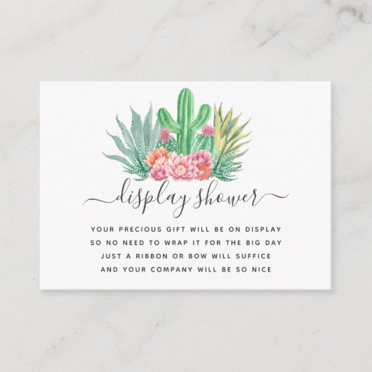 Carte D'accompagnement Aquarelle Succulents Baby shower Affichage douche (Devant)