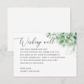 Carte D'accompagnement Aquarelle succulents désirant bien. Mariage Cactus (Devant / Derrière)