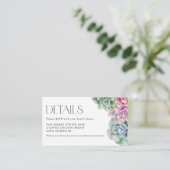 Carte D'accompagnement Aquarelle Succulents été RSVP Détails (Debout devant)