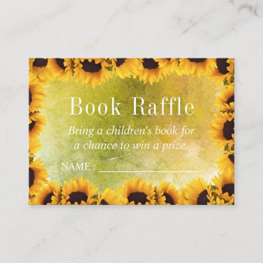 Carte D'accompagnement Aquarelle Sunflower Livre bébé Raffle Billets (Devant)