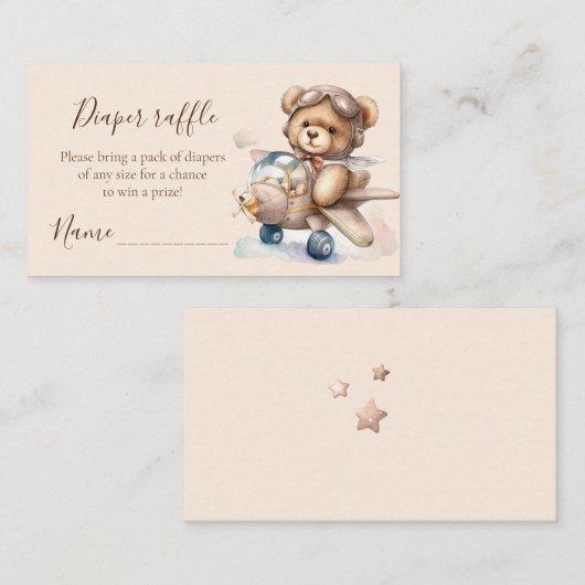 Carte D'accompagnement Aquarelle Teddy ours diaper billet de tirage (Devant / Derrière)